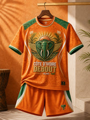 Ensembles imprimés artistiques pour amateurs de football de Côte d’Ivoire, pour hommes