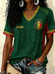 T-shirt à col en V 2026 Sénégal Football Femme