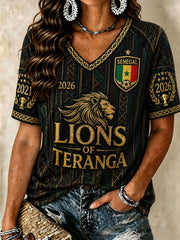 T-shirts à col en V de football pour femmes, Sénégal 2026
