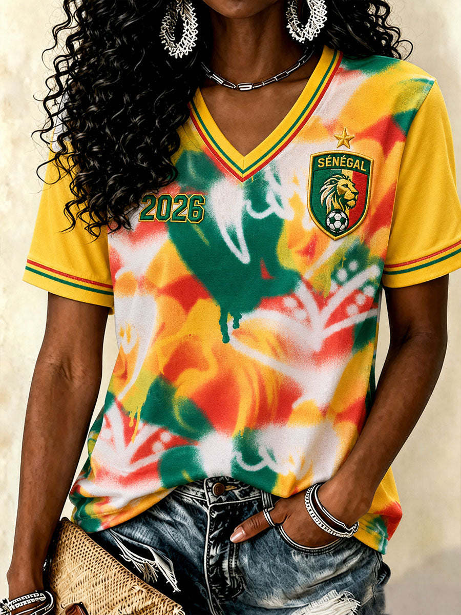T-shirts à col en V de football pour femmes, Sénégal 2026