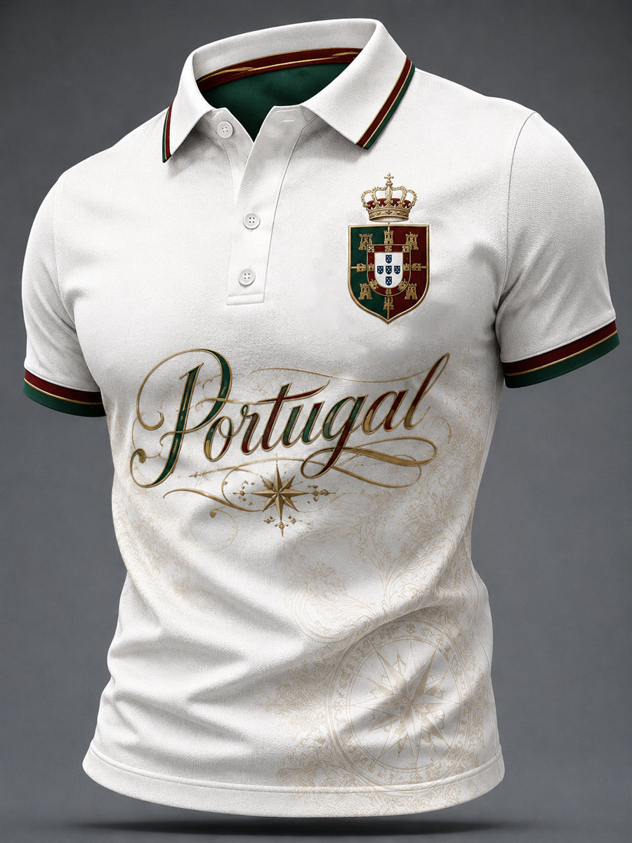 Camiseta casual masculina com estampa de futebol português