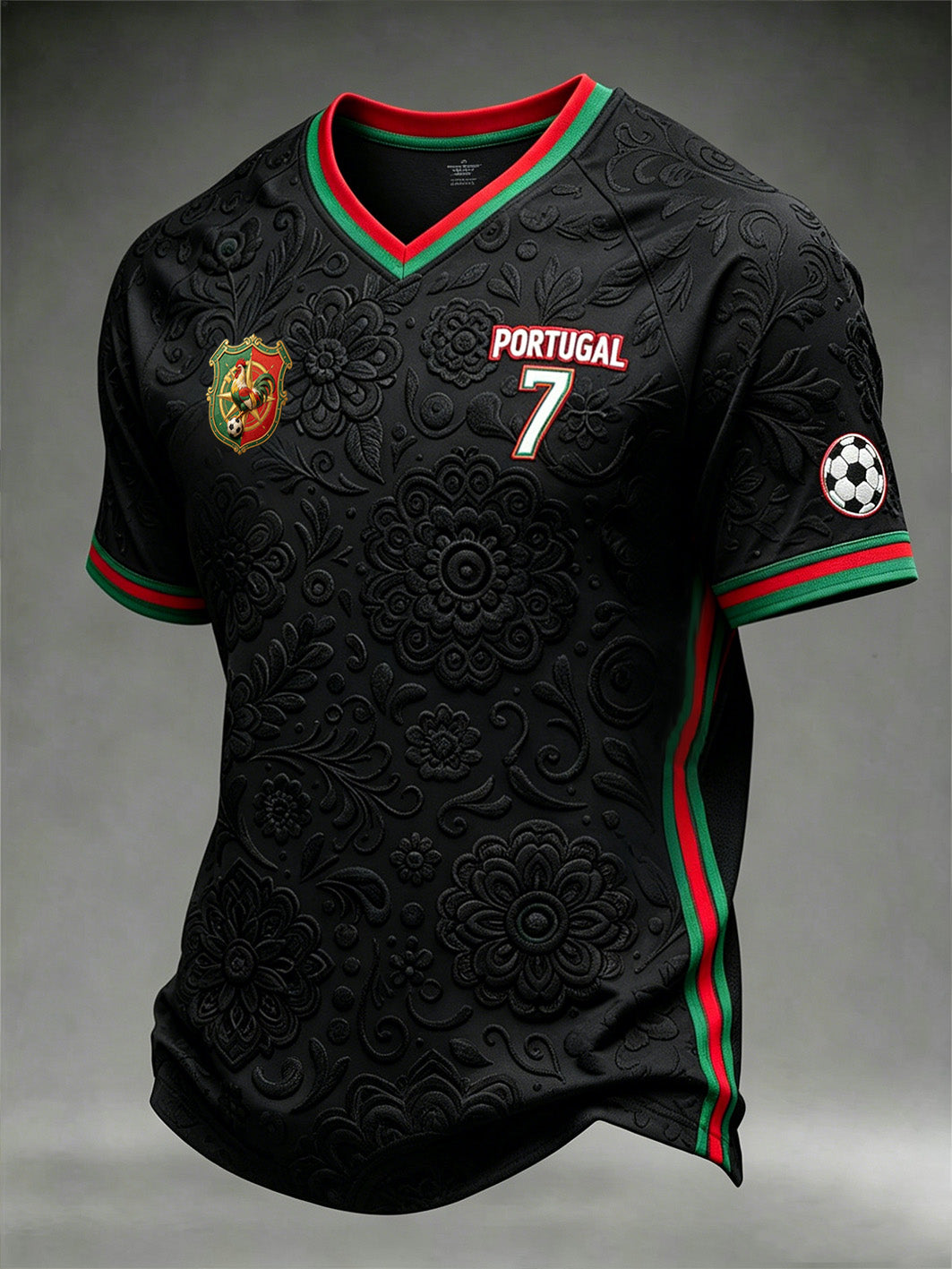 Camiseta casual de gola V com design em blocos de cores para futebol masculino
