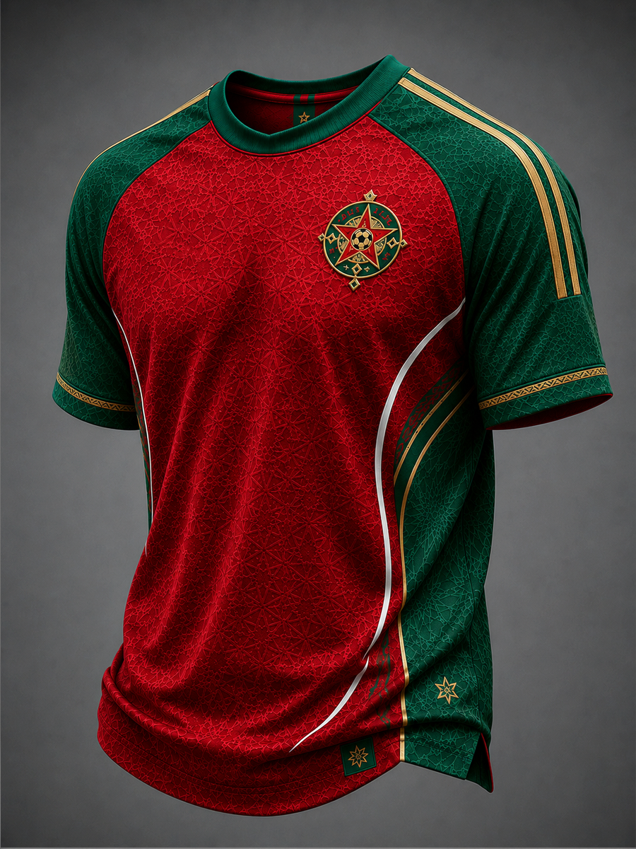T-shirt manches courtes pour hommes, imprimé Football Maroc
