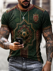 T-shirt manches courtes pour hommes, imprimé football marocain