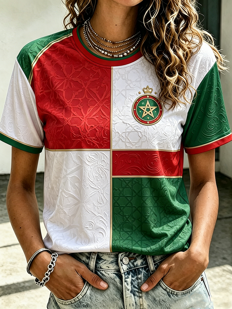 T-shirt femme MAROC à manches courtes imprimé