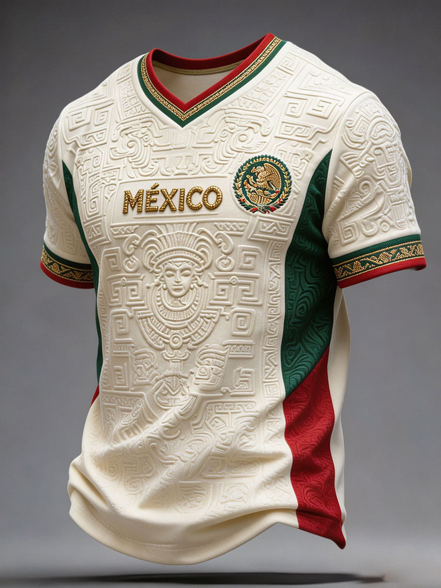 T-shirt imprimé d'art amant du football du Mexique des hommes