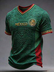 T-shirt imprimé d'art amant du football du Mexique des hommes