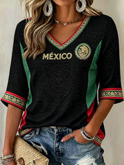 Femmes Mexique Football Lover Art T-shirt imprimé