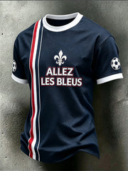 T-shirt pour homme à imprimé motif football avec combinaison de couleurs