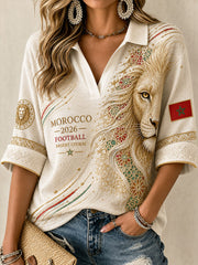 T-shirt femme 2026 Maroc football imprimé