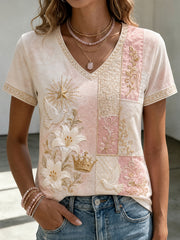 T-shirt à manches courtes pour femmes, motif de l’Assomption de Marie