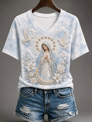 T-shirt à manches courtes pour femmes, motif de l’Assomption de Marie