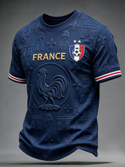 T-shirt manches courtes pour homme, motif artistique inspiré du football français