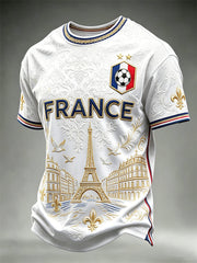 T-shirt manches courtes pour homme, motif inspiré du drapeau de la scène parisienne, signé France Football