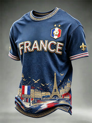 T-shirt manches courtes pour homme, motif inspiré du drapeau de la scène parisienne, signé France Football