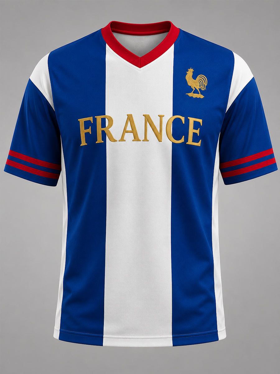 T-shirt décontracté à col en V pour hommes, imprimé France