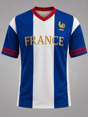 T-shirt décontracté à col en V pour hommes, imprimé France