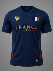 T-shirt décontracté à col en V pour hommes, imprimé France