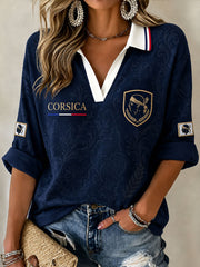 T-shirt femme Corsica à manches mi-longues et col en V