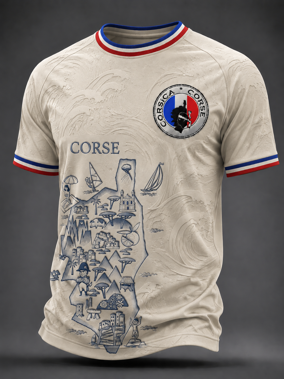 T-shirt à manches courtes pour homme aux couleurs du drapeau de la Corse