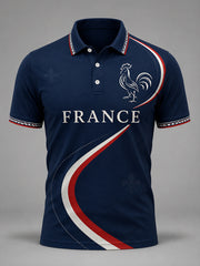Polo décontracté pour hommes à imprimé français