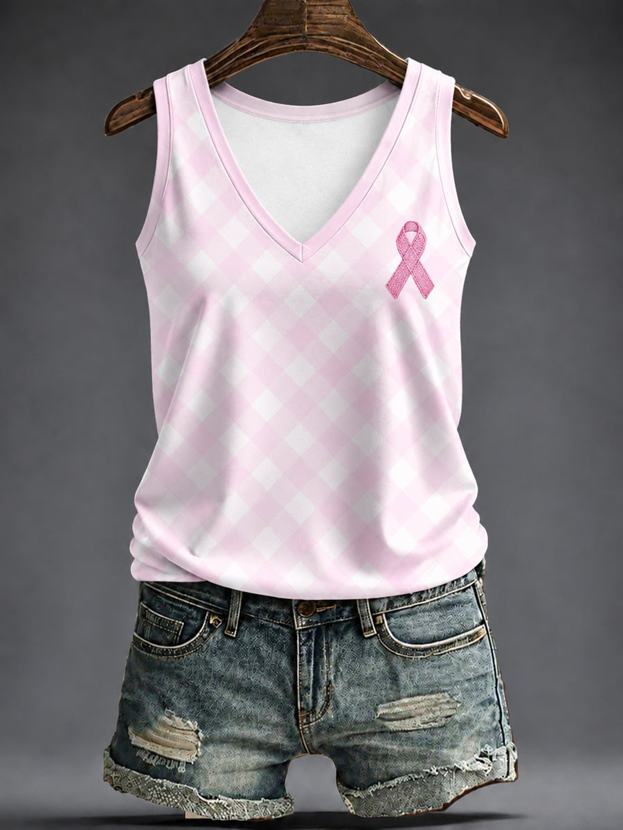 Gilets roses à col en V pour le cancer du sein chez les femmes