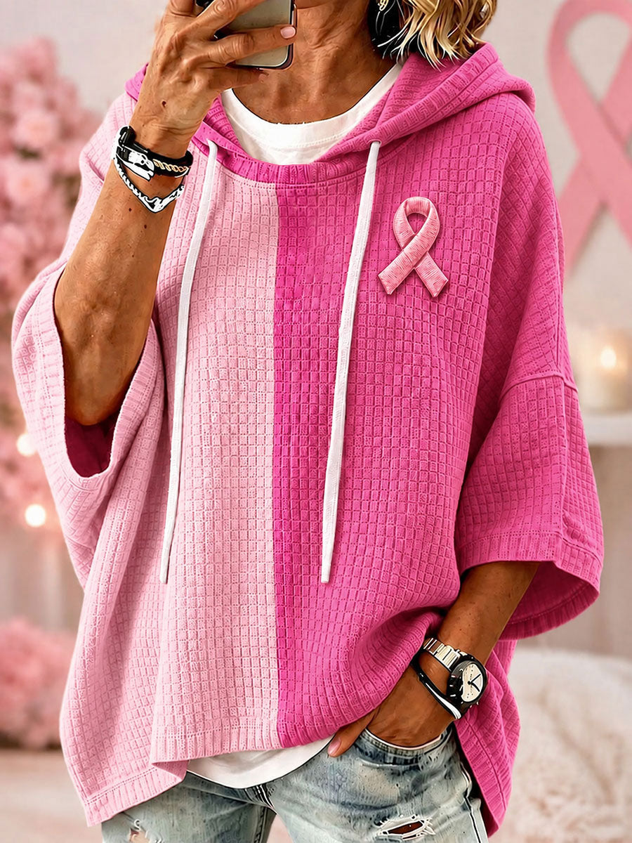 Femmes de sensibilisation au cancer du sein rose Colorblock Hoodies