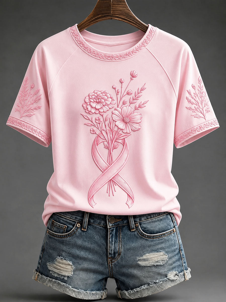 T-shirt décontracté de prévention et de sensibilisation au cancer du sein chez la femme