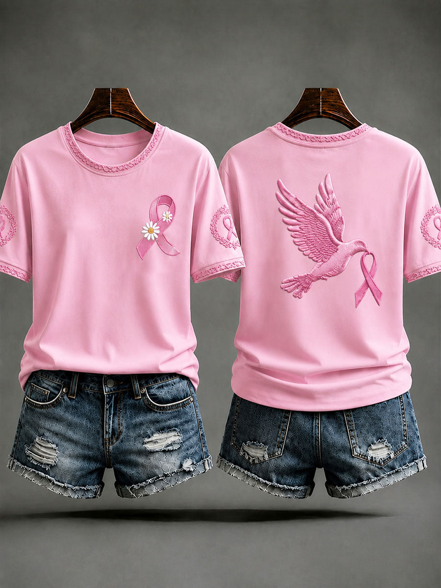 T-shirt décontracté de prévention et de sensibilisation au cancer du sein pour femmes