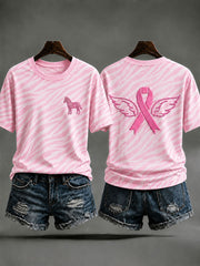 T-shirt prévention du cancer du sein pour femmes à imprimé animalier