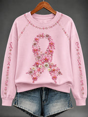 Sweatshirt à imprimé cancer du sein pour femmes
