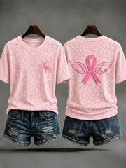 T-shirt prévention du cancer du sein pour femmes à imprimé animalier