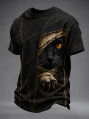 T-shirt à manches courtes pour hommes, motif d’art gothique de chat noir avec bandage, pour Halloween