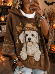 Sweat à capuche décontracté pour femmes Western Cowboy Dog Retro
