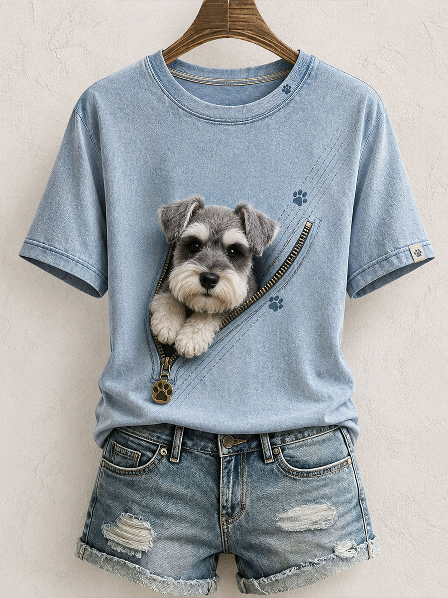 Charmant Schnauzer Feutre Art T-Shirt Femme