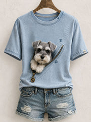 Charmant Schnauzer Feutre Art T-Shirt Femme