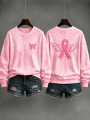 Sweatshirt de prévention du cancer du sein imprimé animal pour femmes