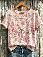 T-shirt Décontracté Imprimé Floral Rose Femme
