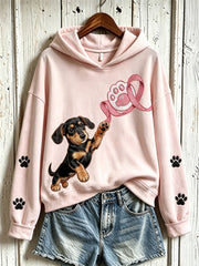Sweat-shirt décontracté à motifs mignons de chiens sur le thème du cancer du sein chez la femme