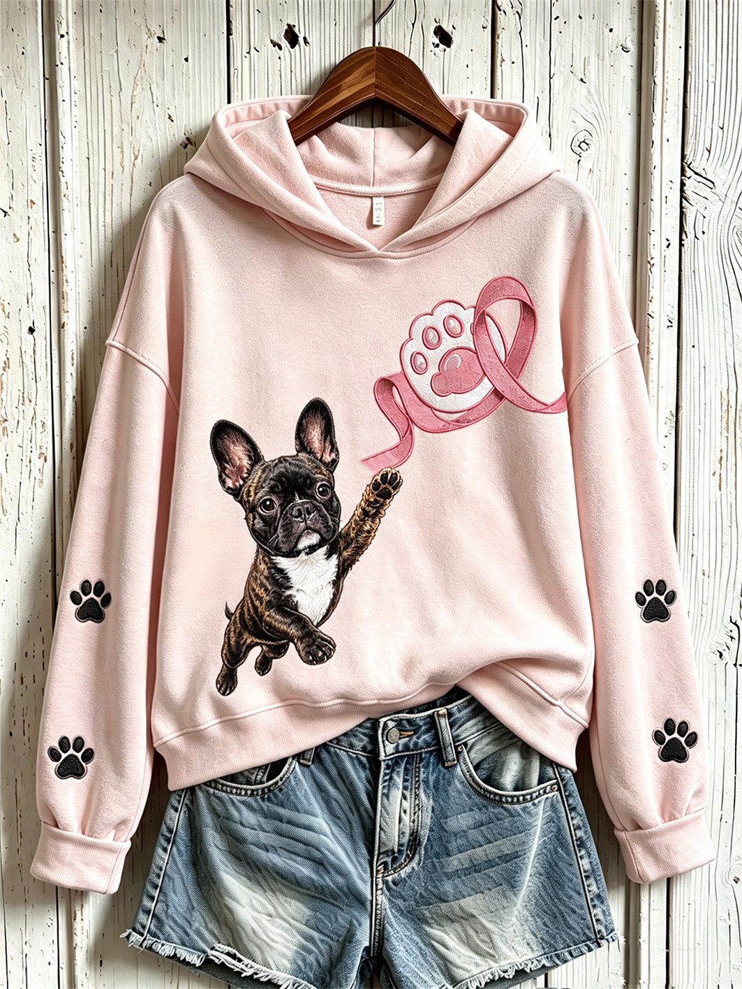 Sweat-shirt décontracté à motifs mignons de chiens sur le thème du cancer du sein chez la femme