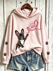 Sweat-shirt décontracté à motifs mignons de chiens sur le thème du cancer du sein chez la femme