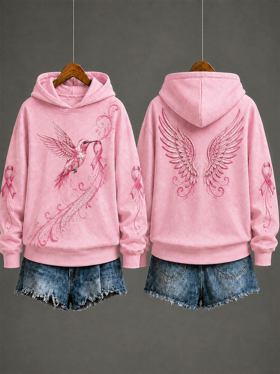 Femmes Colibri Imprimer Prévention du cancer du sein Sweatshirt Régulier