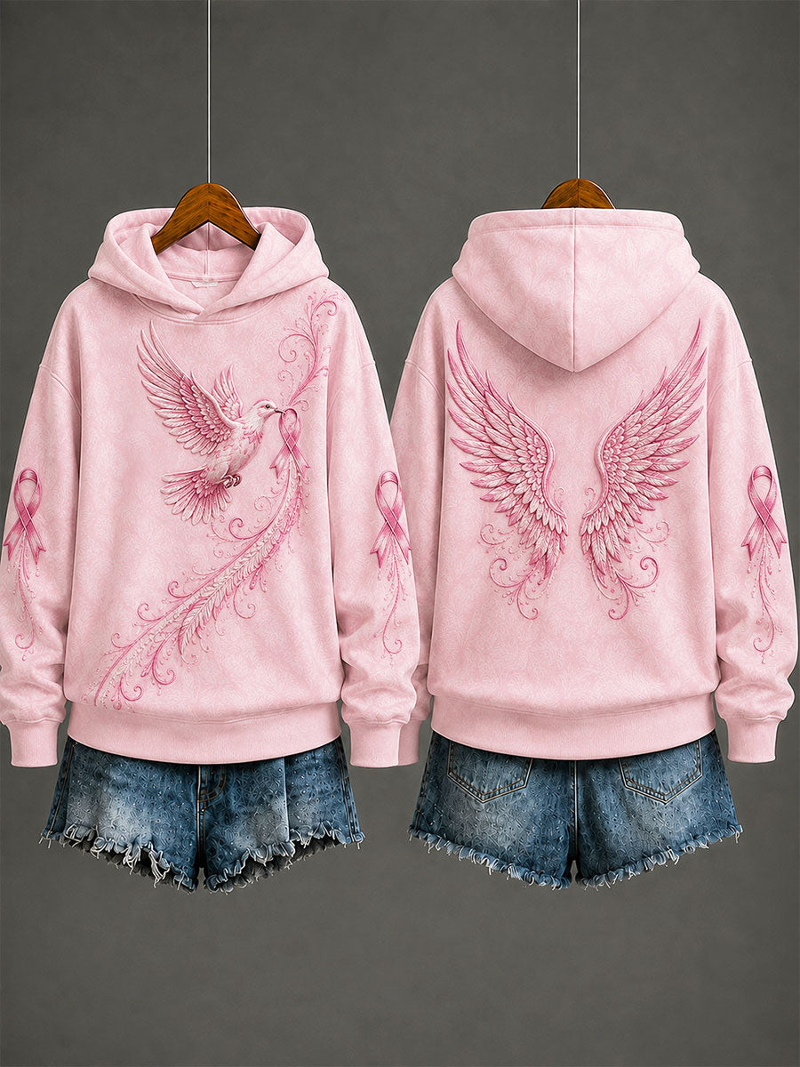 Sweat-shirt à imprimé pigeon pour femmes pour prévention du cancer du sein