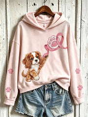 Sweat-shirt décontracté à motifs mignons de chiens sur le thème du cancer du sein chez la femme