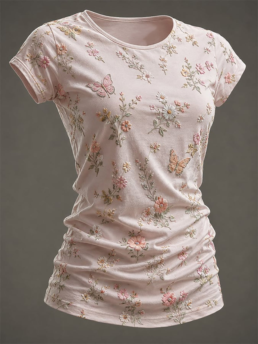 T-shirt Femme Rose Imprimé Floral