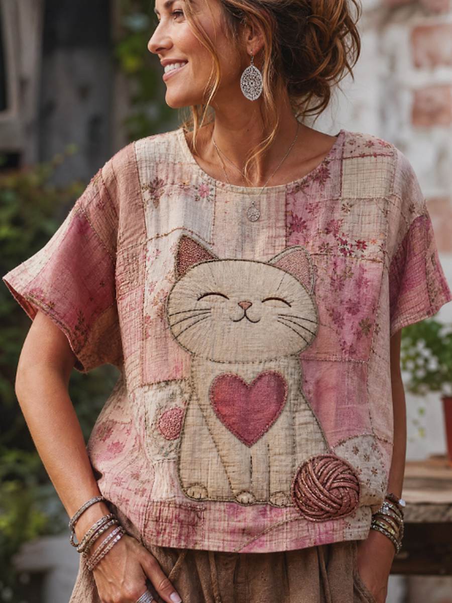 T-shirt femme en lin à manches courtes