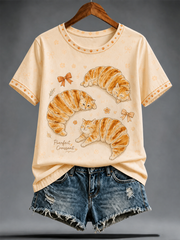 T-shirt femme à manches courtes imprimé chat mignon