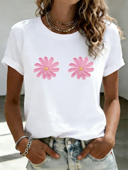 T-shirt femme imprimé floral à manches courtes