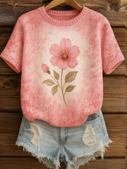 T-shirt Décontracté Femme Rose Imprimé Floral
