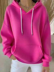 Sweat à capuche décontracté couleur pure pour femmes